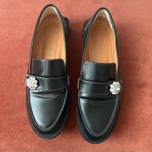 Ganni Embellished Leather Loafers